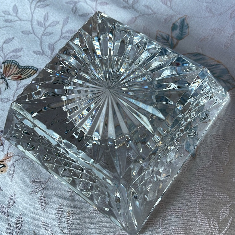 Vintage large heavy Waterford ashtray,votive candle holder 5”almost 3lbs,signed - Picture 4 of 8